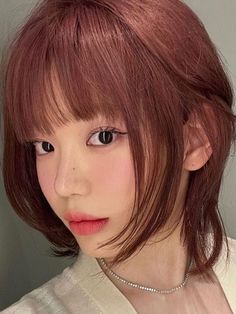 Japanese Orange Hair, Cherry Brown Short Hair, Ash Pink Brown Hair, Hair Color Japanese, Violet Short Hair, Pink Hair Shades, Ash Pink Hair, Short Hair Japanese, Hyuna Hair