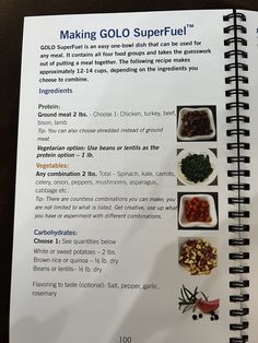 a recipe book with instructions on how to make gol - o - superfuel