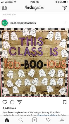 an instagram page with the message this class is fab - boo - lous