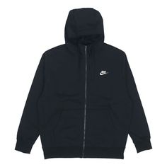 Nike Sportswear Club Fleece Embroidered Logo Solid Color hooded Zipper Black BV2646-010 (Men's/Embroidery) Nike Clothes Mens, Nike Clothes, Nike Sportswear Club Fleece, Nike Outfits, Nike Sportswear, Solid Color, Street Wear, Nike, Zipper