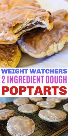 two ingredient doughnuts with peanut butter on top and the words, weight watchers 2 ingredient doughnuts