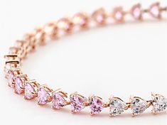 Bella Luce ® pink and white diamond simulants 14.39ctw heart, Eterno™ 18k rose gold over sterling silver heart tennis bracelet. Measures approximately 7.25" or 8"L x 0.19"W and has a hidden box closure. The diamond equivalent weight is 9.00ctw. Luxury Cubic Zirconia Bracelet For Valentine's Day, Heart-shaped Cubic Zirconia Tennis Bracelet For Valentine's Day, Rose Gold Round Heart Bracelet For Valentine's Day, Rose Gold Heart Bracelet For Valentine's Day, Valentine's Day Heart Shaped Cubic Zirconia Tennis Bracelet, Pink Heart Bracelet For Valentine's Day Anniversary, Pink Cubic Zirconia Tennis Bracelet Gift, Heart-shaped Cubic Zirconia Tennis Bracelet, Cubic Zirconia Heart Cut Tennis Bracelet