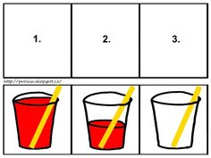 the steps to draw a glass with red liquid and yellow straws on each side