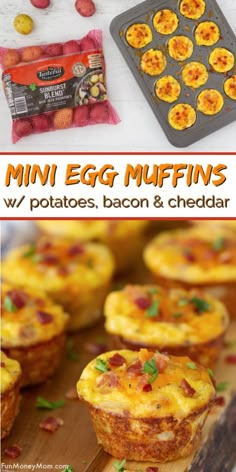 mini egg muffins with potatoes, bacon and cheddar