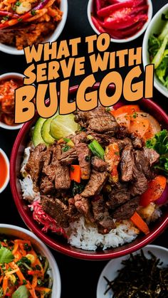 the cover of what to serve with bulgogi, featuring beef and vegetables