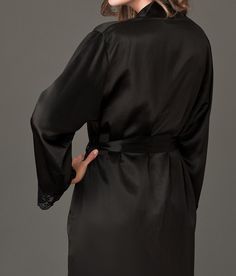 Le Tresor Full Length Silk Robe - Lace Trim | Julianna Rae Bride Robes, Women Silk Robe, Silk Lace, Silk Robe, Luxury Silk, Satin Silk, Beauty Collection, Silk Satin, Lace Trim