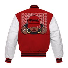 a red and white jacket with the words black history on it