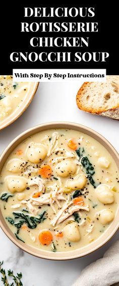 Image for Delicious Rotisserie Chicken Gnocchi Soup Chicken Gnocchi Recipes Soup, Soups With Gnocchi, Pesto Chicken Soup, Parmesan Chicken Soup, Rotisserie Chicken Gnocchi, Easy Gnocchi Soup, Chicken Potpie Soup, Easy Chicken Gnocchi Soup, Gnocchi Soup Recipes