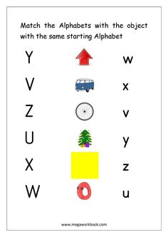 an alphabet worksheet with pictures and letters