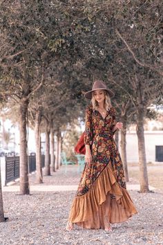 Spring New Dress Women Long Sleeve Vintage Print Dress Maxi Dress – Cloth Arlo Full Sleeve Maxi Dress, Sandal Tali, Stile Boho Chic, Mode Boho, Maxi Dress Pattern