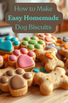 homemade dog biscuits with text overlay that reads how to make easy homemade dog biscuits