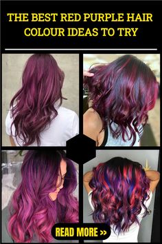 THE BEST RED PURPLE HAIR COLOUR IDEAS TO TRY Red And Purple Peekaboo Hair, Purple Hair Colour Ideas, Orange Hair Colors, Purple And Red Hair, Purple Hair Colour, Red And Purple Hair, Purple Red Hair Color, Fuschia Hair, Red Purple Hair