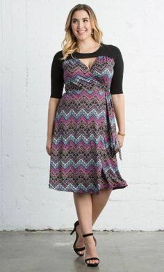 This seemingly classic Aztec wrap dress is designed with a trendy keyhole neckline that pulls over the head, while the full functioning wrap allows for a custom fit. 3/4 sleeves and an A-line silhouette are just extra perks for this must-have piece. Made in the USA 95% Polyester, 5% Spandex We recommend machine washing inside out on the gentle cycle, in cold water and no bleach. Lay flat to dry and low iron when needed. Sleeves measure approximately 16.5” from cap to hem. 2x waistband measures a Wrap Dress Plus Size, Plus Size Wedding Guest Dresses, Dress Sale, Dress Plus Size, Aztec Print, Plus Size Dress, Wedding Guest Dress, Perfect Dress, Plus Size Dresses