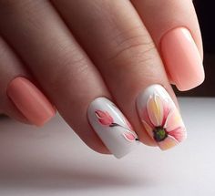 Beautiful! But if this is free hand, I swear imma go simplynailogical up on you! Special Nails, Floral Nail Designs, Stylish Nails Designs, Nail Art Designs Summer, Summery Nails, Nail Swag, Shellac Nails, Spring Nail Art, Flower Nail Art