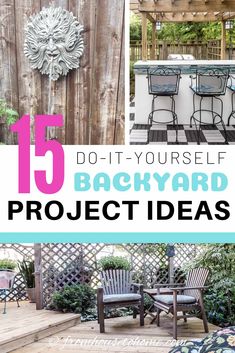 DIY Backyard Ideas (15 Awesome Projects To Build A Better Yard) Outdoor Tv Screen, Deck Tiles Patio, Outdoor Bar Area, Cheap Landscaping Ideas, Cheap Backyard, Patio Tiles, Diy Gardening