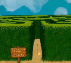 a cartoon image of a road going through a maze