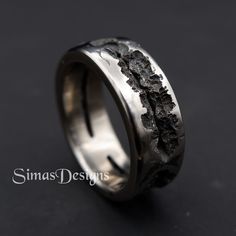 Gunmetal Ring Jewelry As Gift, Gunmetal Ring Jewelry Gift, Sturdy Stainless Steel Jewelry For Gifts, Sturdy Stainless Steel Jewelry As A Gift, Textured Ring, Stainless Steel Ring, Organic Design, Ring Band, Stainless Steel Rings