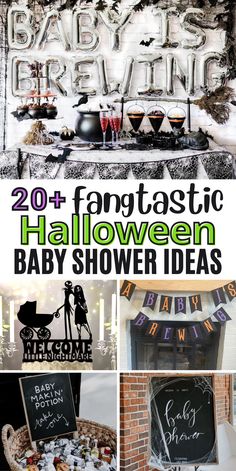 halloween baby shower party with black and white decorations