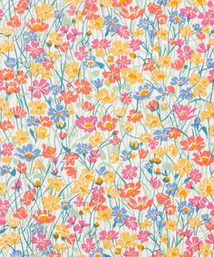 an image of colorful flowers on a white background with blue, yellow and pink colors