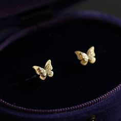 Gold Earrings Studs Simple, Gold Butterfly Jewelry, Small Earrings Gold, Earrings For Kids, Butterfly Stud Earrings, Gold Bridal Jewellery