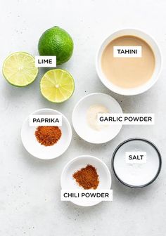 the ingredients for this recipe include limes, garlic powder, chili powder and paprika