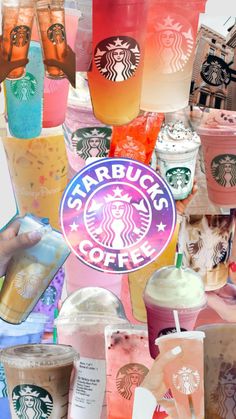 many different types of starbucks drinks in plastic cups