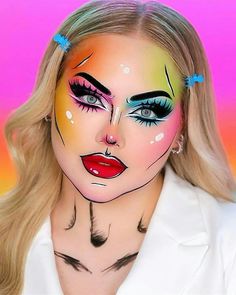 Pop Art Face, Cartoon Makeup, Rainbow Family, Special Makeup, Pride Makeup, Face Paint Makeup