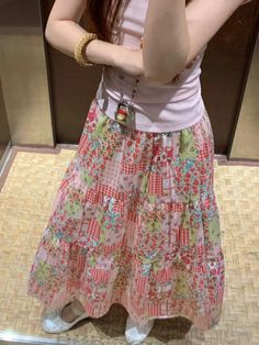 TAVIMART - Printed Floral Skirt Womens Mid Long Skirts 2024 Summer Mori Girl Style Lolita High Waisted Ruffle Pink Skirt Spring Patchwork Long Skirt, Casual Pink Patchwork Skirt, Long Skirt With Patchwork For Summer, Summer Long Skirt With Patchwork, Patchwork Long Skirt For Summer, Summer Patchwork Long Skirt, Spring Pink Patchwork Skirt, Summer Patchwork Tiered Skirt, Summer Patchwork Maxi Skirt