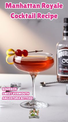 "Discover the ultimate Manhattan Royale Cocktail Recipe, a delightful twist on the classic Perfect Manhattan Cocktail. This innovative drink features flavored tequila and a zesty orange peel, elevating your whisky cocktail experience. Perfect for cocktail makers and enthusiasts alike, this Manhattan recipe combines the richness of Crown Royal drinks with the smoothness of bourbon. Explore our collection of whisky cocktail recipes and impress your guests with this unique Bourbon Cocktail Recipe. Cheers to unforgettable sipping!"