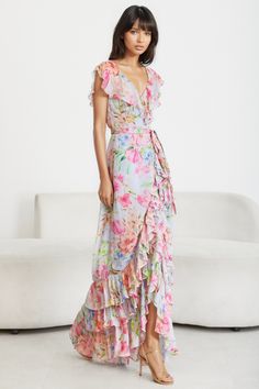 TILDA MAXI DRESS Ruffle Floral Dress, Quinceñera Dresses, Chic Cocktail Dress, Bright Color Dresses, Prom Inspo, Shining Light, Yumi Kim, Evening Gowns Elegant, Prom Dress Inspiration