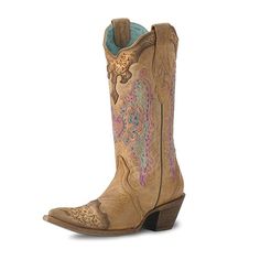 Corral Women's Lace and Heart Embroidery Cowgirl Boot Pointed Toe - C1608 Cowgirl Boots Cute, Cute Cowgirl Boots, Western Work, Leather Cowgirl Boots, Wedding Boots, Cowgirl Boot, Heart Embroidery, Cute Heart, Best Western