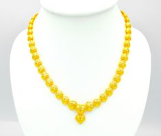 Yellow 22k Gold Necklaces For Anniversary, Yellow Round Necklace For Celebration, Yellow Jewelry For Anniversary And Festivals, Yellow 22k Gold Necklaces With Round Beads, 22k Gold Round Beads Yellow Necklace, Yellow 22k Gold Necklace With Round Beads, Yellow 22k Gold Round Necklace, Handmade Yellow Necklaces For Anniversary, Handmade Yellow Necklace For Anniversary