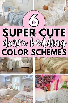 there are six different pictures with the words super cute down bedding colors scheme