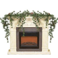 an image of a fireplace with ivy growing on the mantle and mantel surround it