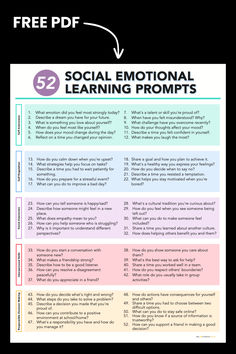 52 Social Emotional Learning Prompts Social Skills Adults, Social Emotional Learning High School, Values Education, Social Emotional Activities, Mood Changes, Social Emotional Learning Activities, Social Emotional Skills, Counseling Activities, Counseling Resources