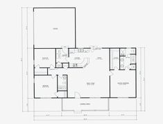 the floor plan for a two bedroom, one bath house with an attached kitchen and living room