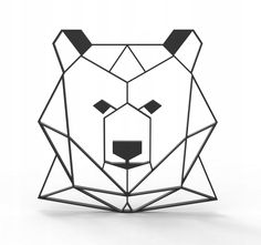 an animal head made out of black geometric shapes on a white background, with the shape of a bear's head