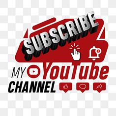 a red and black logo with the words sub scrib my youtubee channel