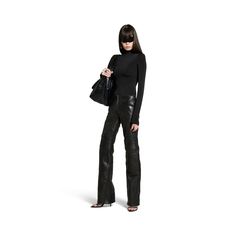 Women's Low Waist Biker Pants in Black | Balenciaga US Leather Pants With Balenciaga, Biker Pants Outfit, Balenciaga Store, Balenciaga Leather, Black Balenciaga, Fall 24, Best Wallet, Wallet Chain