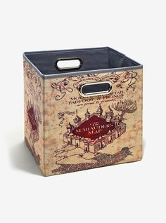 a small storage box with a hogwarts map on the front and bottom part