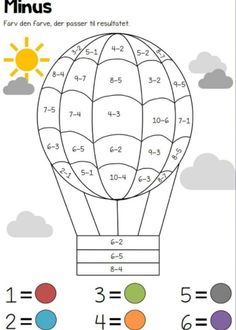 a coloring page with an image of a hot air balloon in the sky and numbers on it