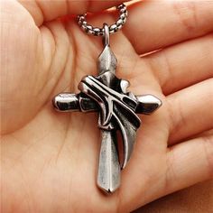 Silver Cross Pendant Necklace Christian Catholic Jewelry Men Unisex Chain 24" | eBay