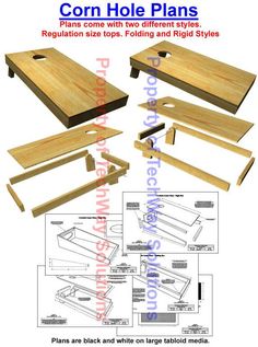 the corn hole plans are shown with instructions for how to make them and how to use them