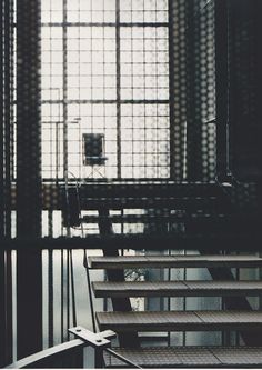 some stairs and windows in a building