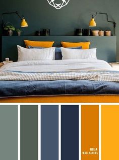 (paid link) Bedroom Paint Colors To Refresh Your express for Spring! Beautiful Bedroom Colors, Best Color Schemes, Bedroom Colour Palette, Bedroom Decor For Couples, Color Palette Yellow, Apartment Bedroom Decor, Dekorasi Kamar Tidur, Yellow Bedroom