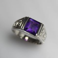 Super rozmir pidishov🏴‍☠️🖤 Purple Ring Men, Amethyst Stone Ring, Men’s Purple Ring, Amethyst Mens Ring, Men Gemstone Ring, Amethyst Jewelry Ring, Lavender Ring, Purple Sapphire Ring