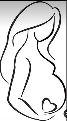 a pregnant woman's silhouette in black and white, with the outline of her stomach