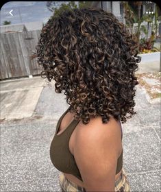 Natural Curly Hair With Highlights, Curly Hair With Highlights, Natural Hair Highlights, Dyed Curly Hair, Brown Curls, Natural Curly Hair, Hair With Highlights