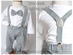 A personal favorite from my Etsy shop https://www.etsy.com/listing/561664058/limited-edition-whitegrey-outfit Grey Suspenders, Herringbone Fabric, Grey Outfit, Baby Outfits, Clothing Co, Baby Clothing, Baby Month By Month