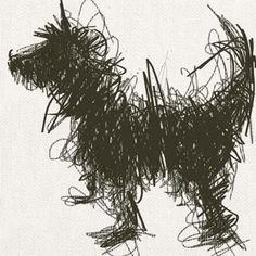 a black and white drawing of a dog